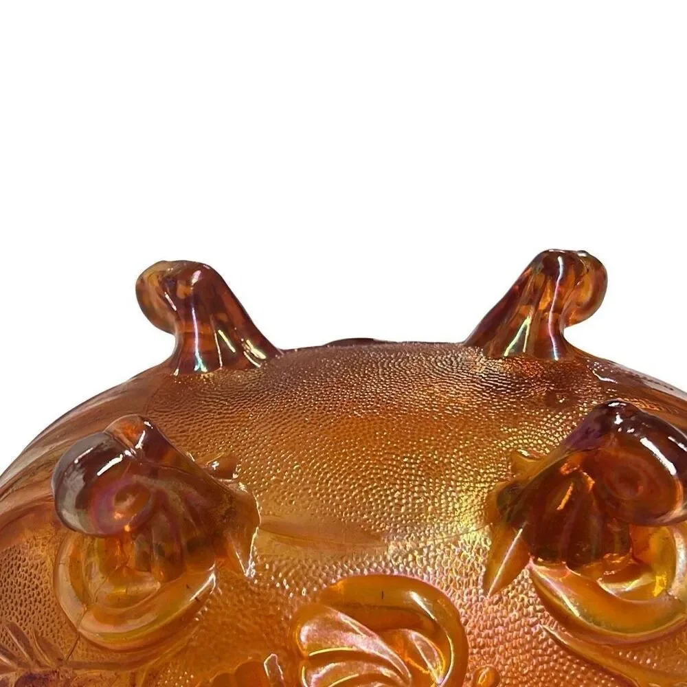 Marigold Carnival Glass Scalloped Edge Compote Bowl Size 10” x 5”
